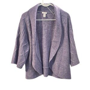 Chico's Sz 2 Lg 12 Mohair Wool Blend Light Purple Knit Purple Bolero Cardigan